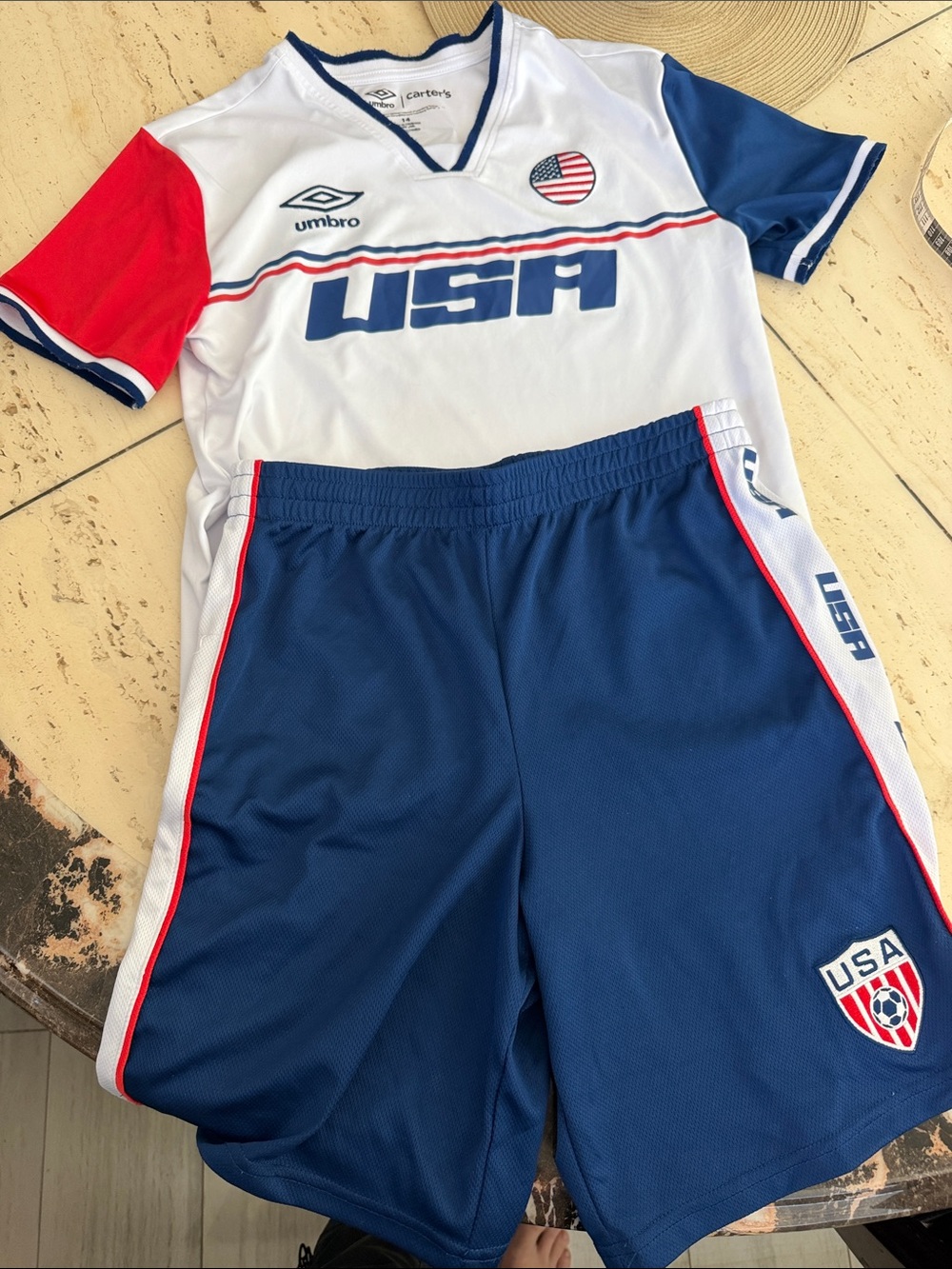 Umbro USA Youth Soccer Matching Set in White, Navy & Red